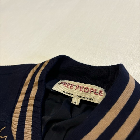 Free People Home Run Varsity Bomber Jacket MEDIUM NWOT - Picture 4 of 11